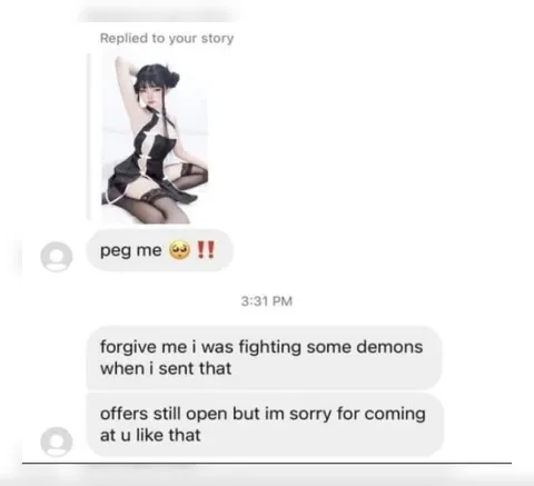Peg me then apologize
