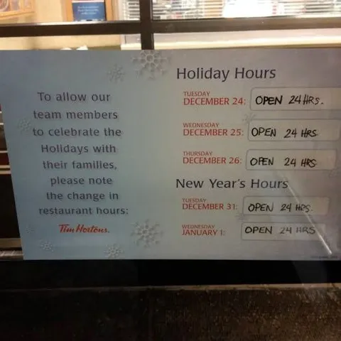Holiday Hours Open 24 Hrs