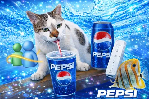Кот пьёт Pepsi под водой