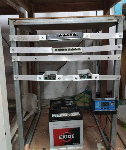 Server Rack Powered by Car Battery