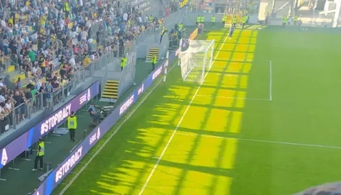 Empty Goal During Stadium Protest