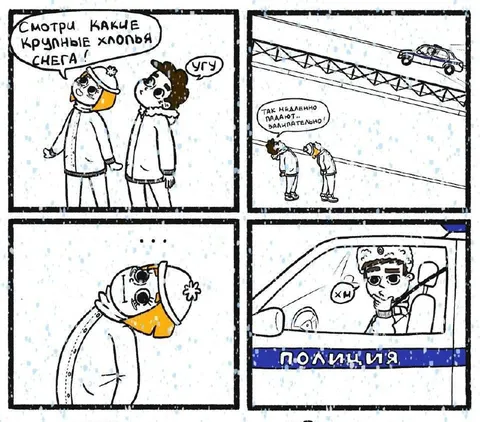 Крупные хлопья снега