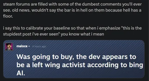 Steam Forum Dumbest Comment