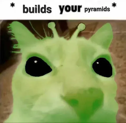 Builds Your Pyramids Alien Cat