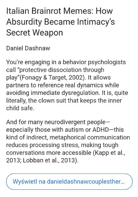 Italian Brainrot as Protective Dissociation