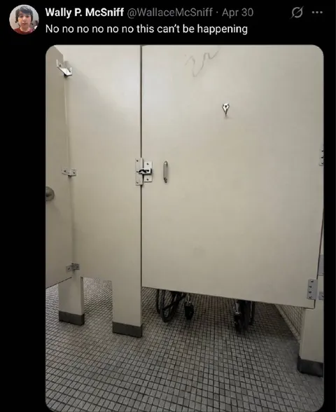 Wheelchair Under the Bathroom Stall