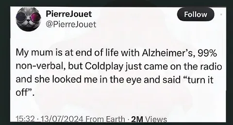 Coldplay Alzheimer’s Radio Reaction