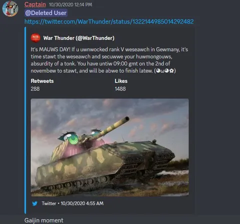 War Thunder Maus Day joke