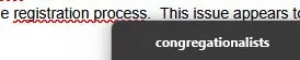 Congregationalists Registration Error