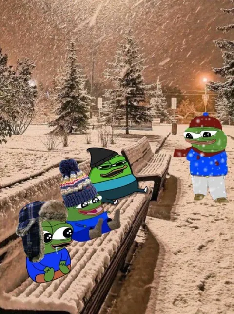 Пепе мёрзнут на скамейке
