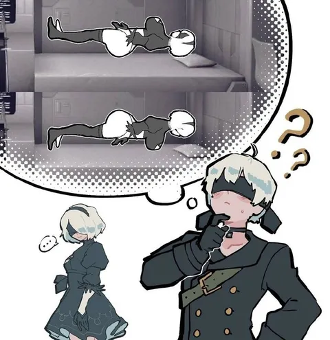 2B пытается понять происходящее