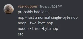 Probably Bad Idea Byte Nops