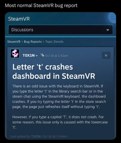 Most Normal SteamVR Bug Report
