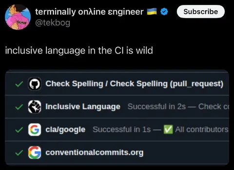 Inclusive Language CI Is Wild