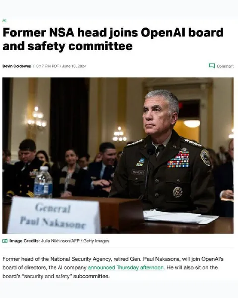 Former NSA Head Joins OpenAI Board