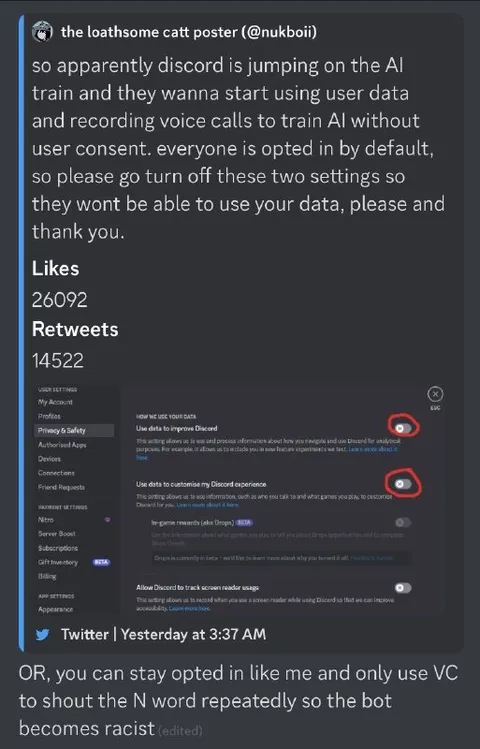 Discord AI Data Settings