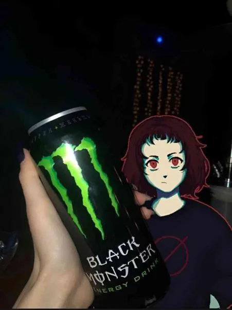 Anime Girl and Black Monster