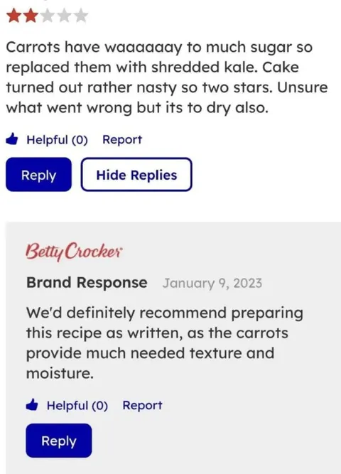 Betty Crocker Defends Dry Cake