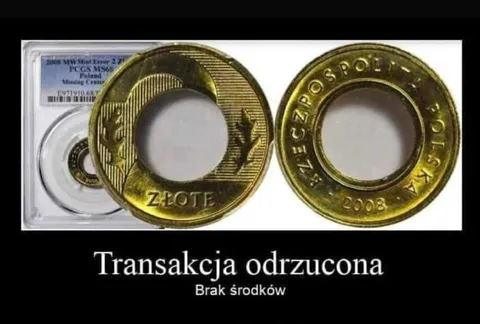 Transakcja odrzucona — brak środków