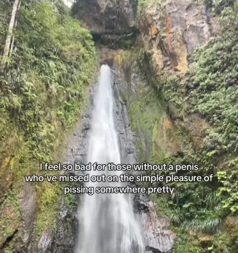Pissing at a Pretty Waterfall
