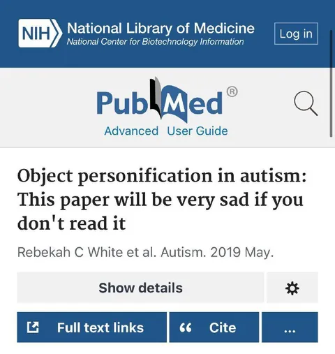 Object Personification in Autism