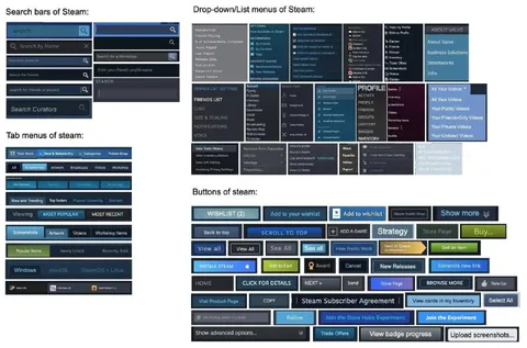 Steam Interface Search and Menus