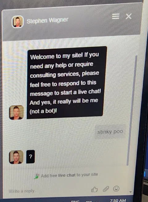 Stinky Poo Live Chat Reply