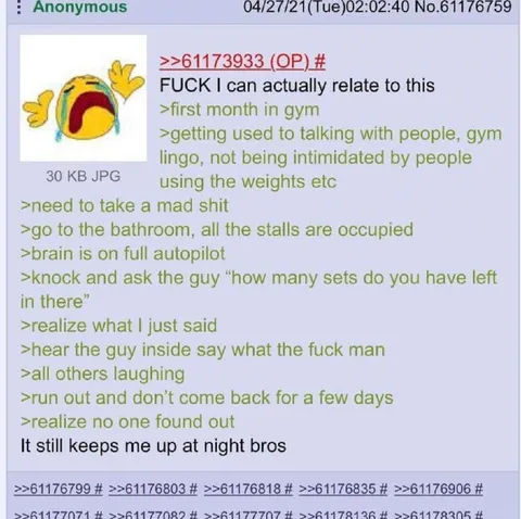 Gym Bathroom Stall Misunderstanding