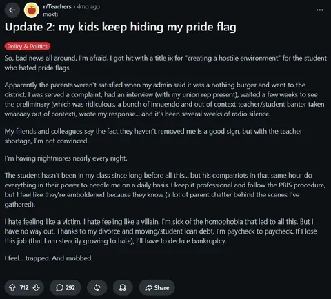 Teacher Trapped by Pride Flag Complaint