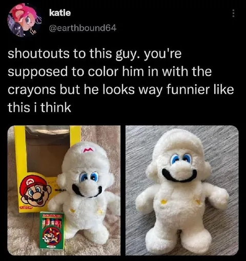 Uncolored Mario Looks Funnier
