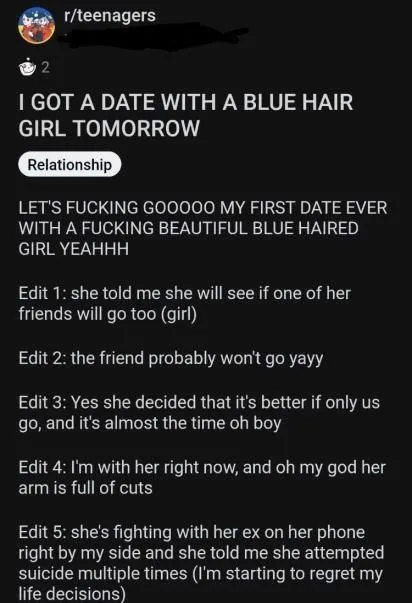 Blue-Haired Girl First Date