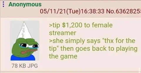 $1,200 Tip to a Female Streamer
