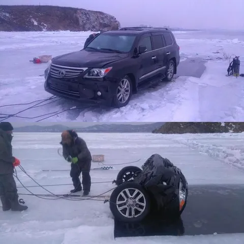 Lexus провалился под лёд