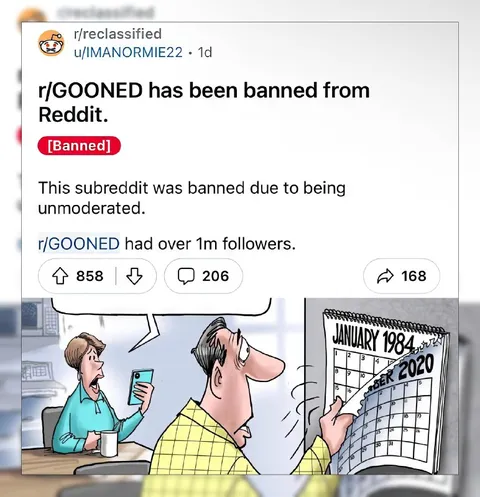 GOONED subreddit banned after 1m followers