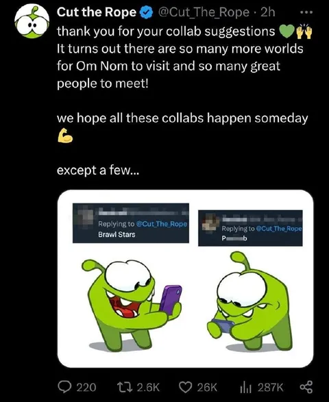 Om Nom Rejects Some Collaborations