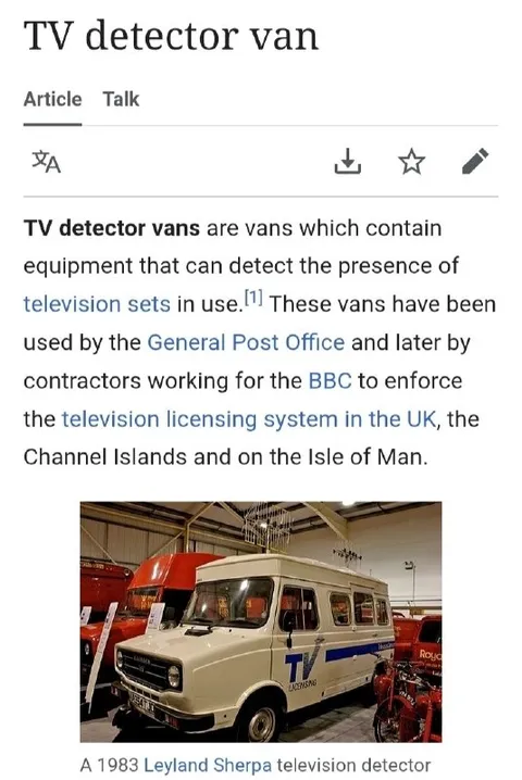 TV Detector Van Wikipedia Article