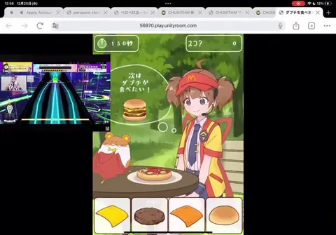 巨大バーガーを作る少女