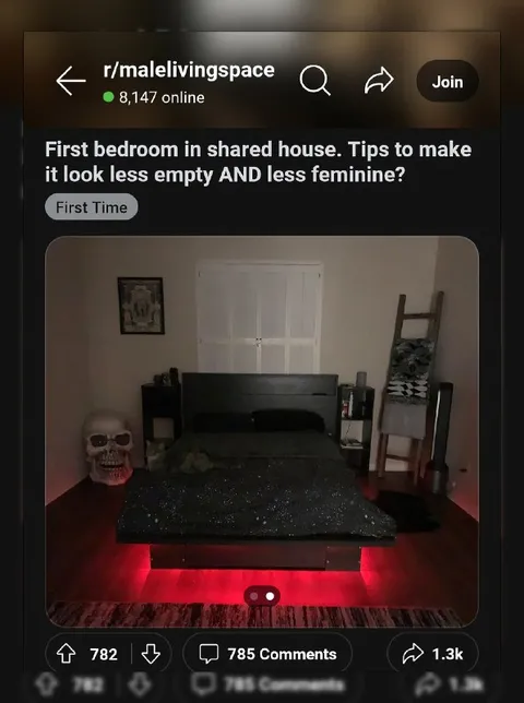 Less Empty, Less Feminine Bedroom