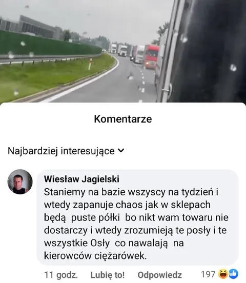 Chaos po tygodniowym postoju ciężarówek