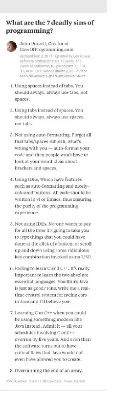 The 7 Deadly Sins of Programming