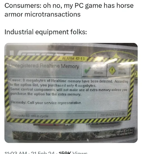 Industrial Equipment Memory Microtransactions
