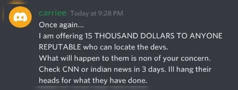 Fifteen Thousand Dollars for the Devs
