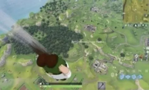 Игрок падает над картой Fortnite