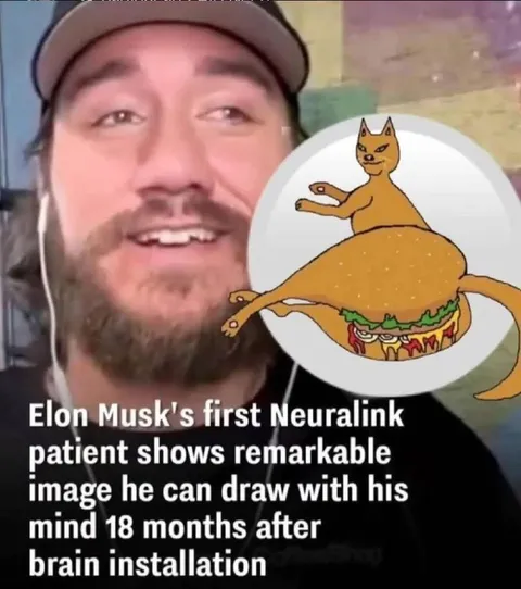 Neuralink burger cat drawing