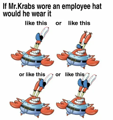Mr. Krabs Employee Hat Options