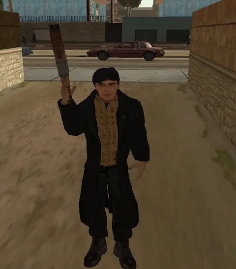 Мужчина с битой в GTA