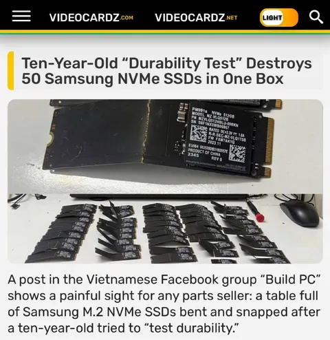 Ten-Year-Old Destroys 50 SSDs