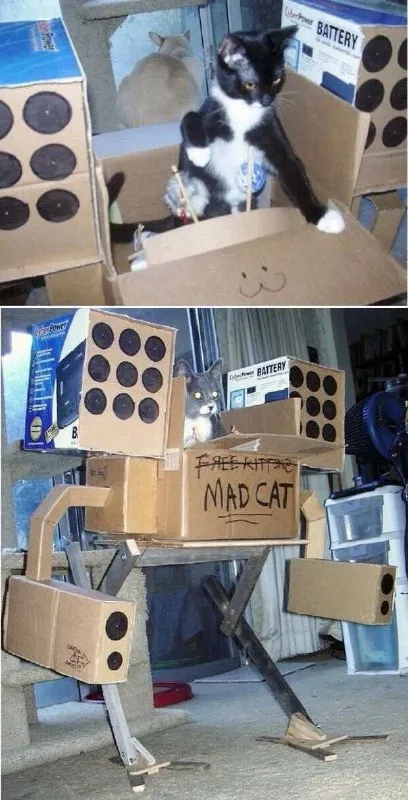 Mad Cat Cardboard Robot