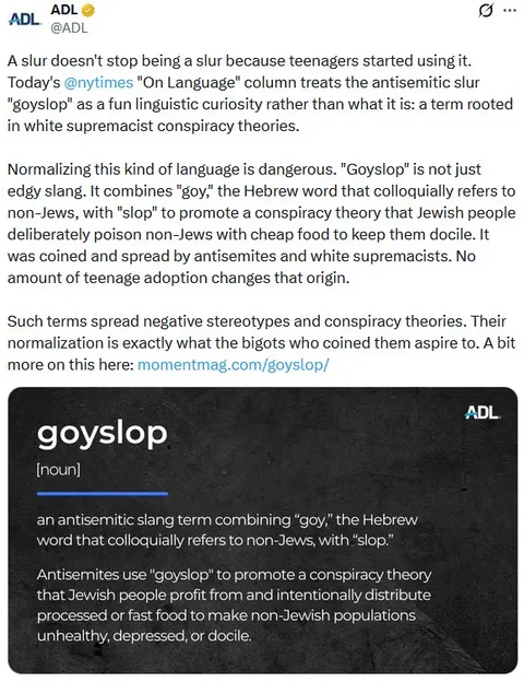 Goyslop Antisemitic Slang Explained