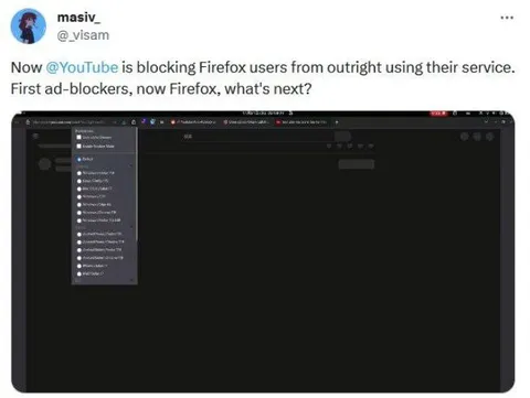 YouTube Blocks Firefox Users